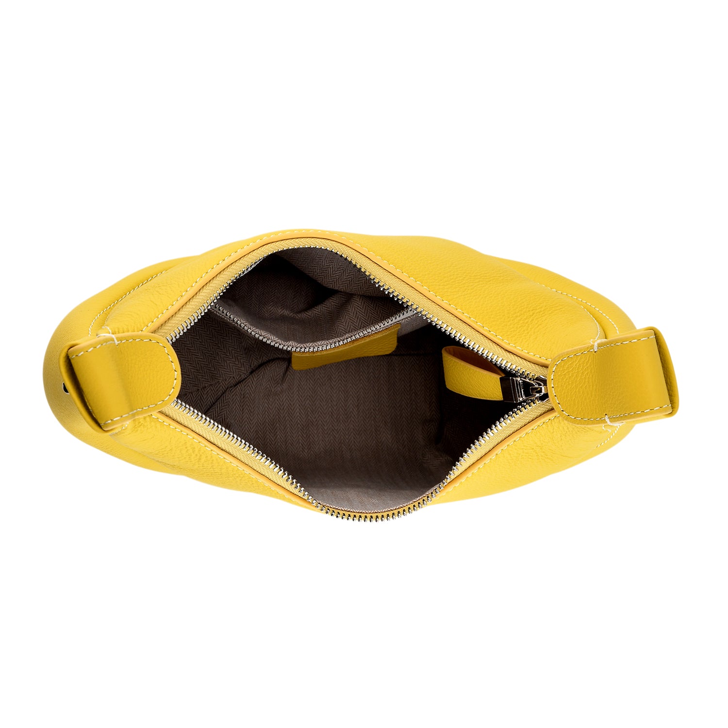 Genuine Leather 2-in-1 Slouchy Crescent Hobo &amp; Convertible Crossbody Shoulder Bag - Yellow 8499861 7