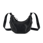 Genuine Leather 2-in-1 Slouchy Crescent Hobo & Convertible Crossbody Shoulder Bag - Black_8499862