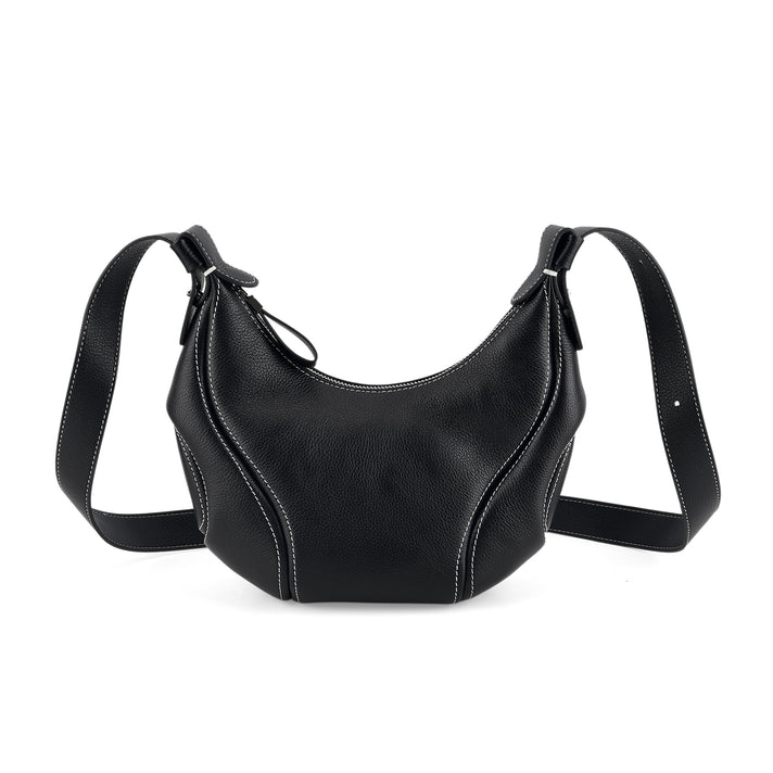 Milan Closeout Genuine Pebble Leather Hobo Crossbody Bag -  Black 8499862 1