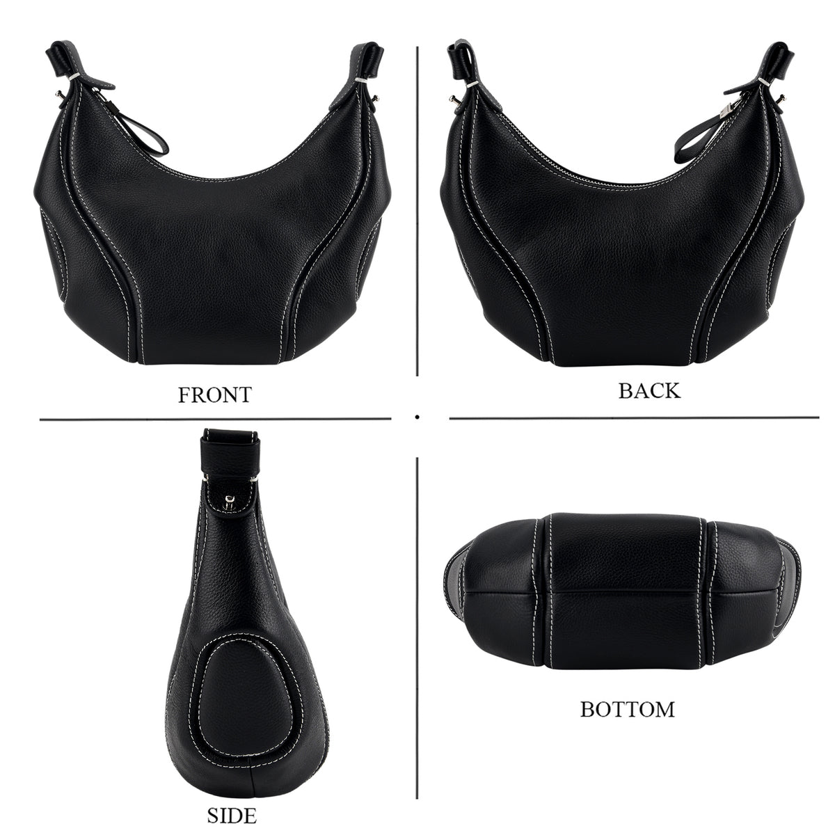 Milan Closeout Genuine Pebble Leather Hobo Crossbody Bag -  Black 8499862 5
