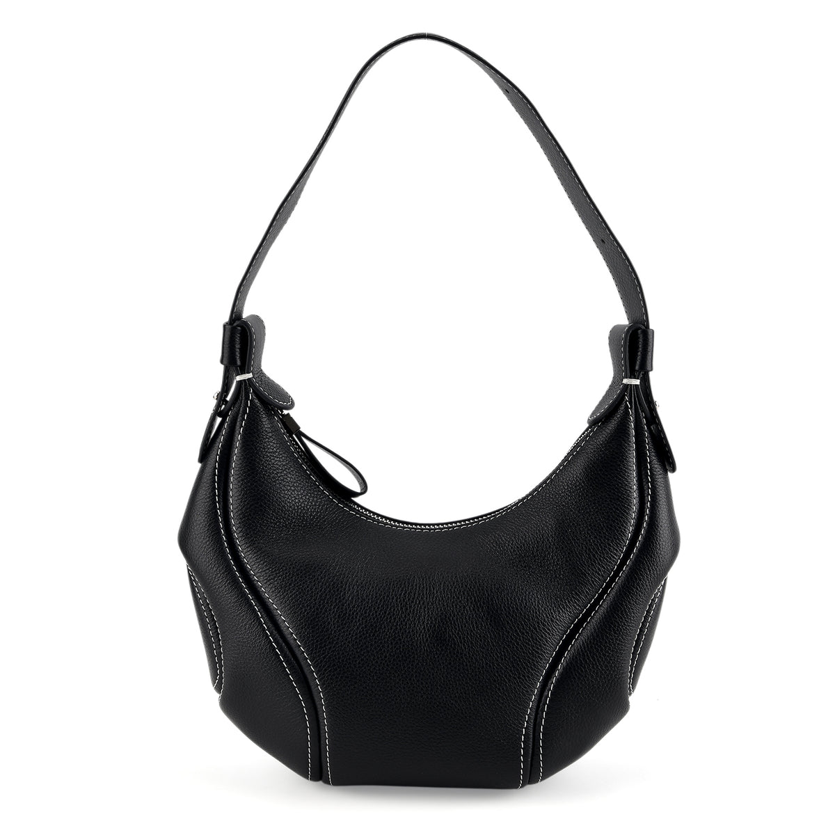 Milan Closeout Genuine Pebble Leather Hobo Crossbody Bag -  Black 8499862 6