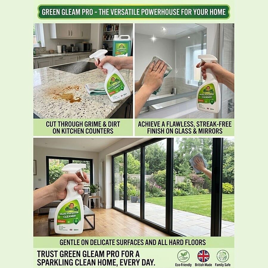 Green Gleam Multi Purpose Cleaning Solution 2x (Total 2L) + Sprayer Bottle - MAKES UP TO 200 BOTTLES! 8499867 4