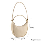 Genuine Leather Crescent Shoulder Bag with Curved Top Handle - White_8499876_6