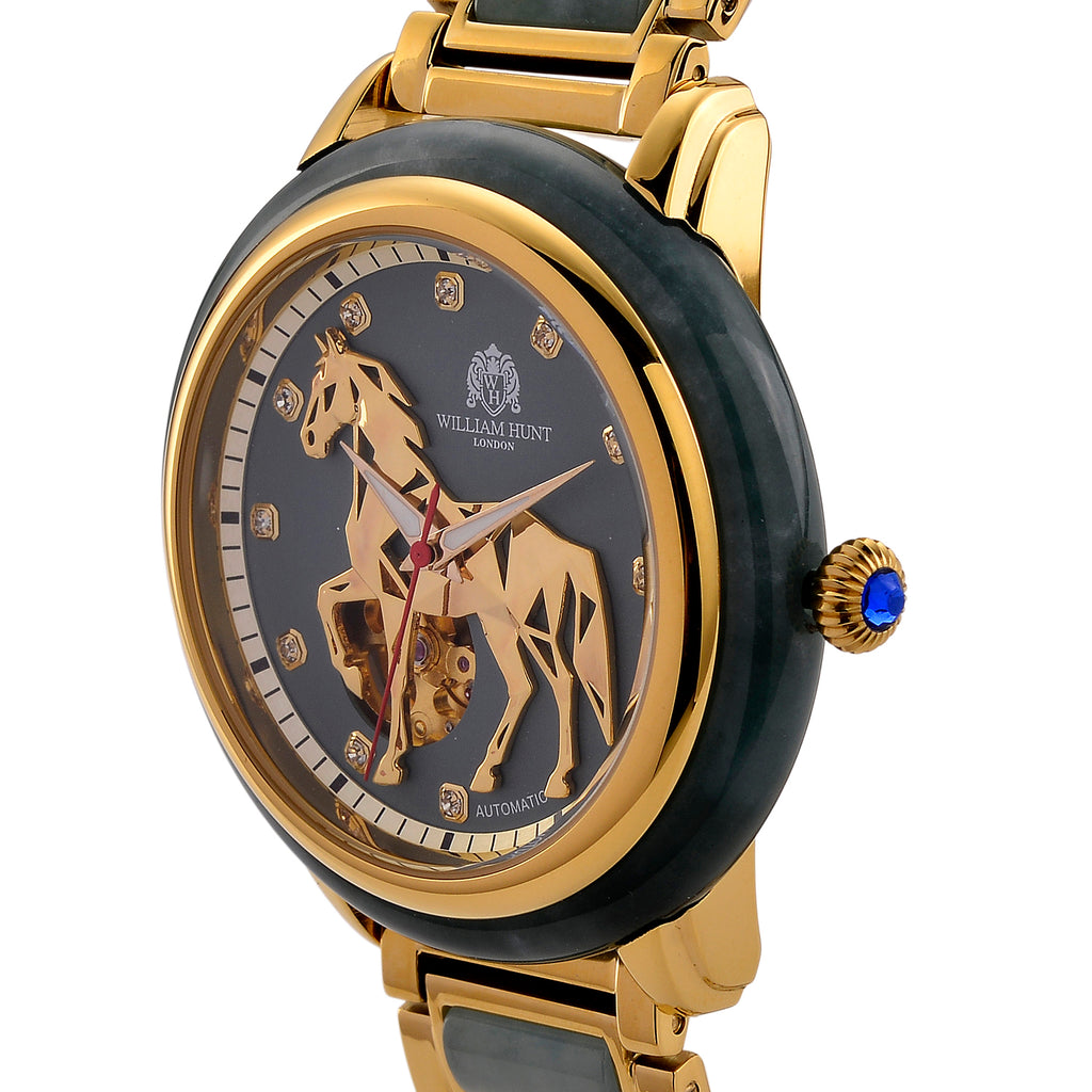 William Hunt Limited Edition Hand Assembled Type A Natural Jadeite Automatic 5ATM WR 3D Horse Pattern Dial Unisex Watch 90.10 Ct (43MM Case)_8499958_3