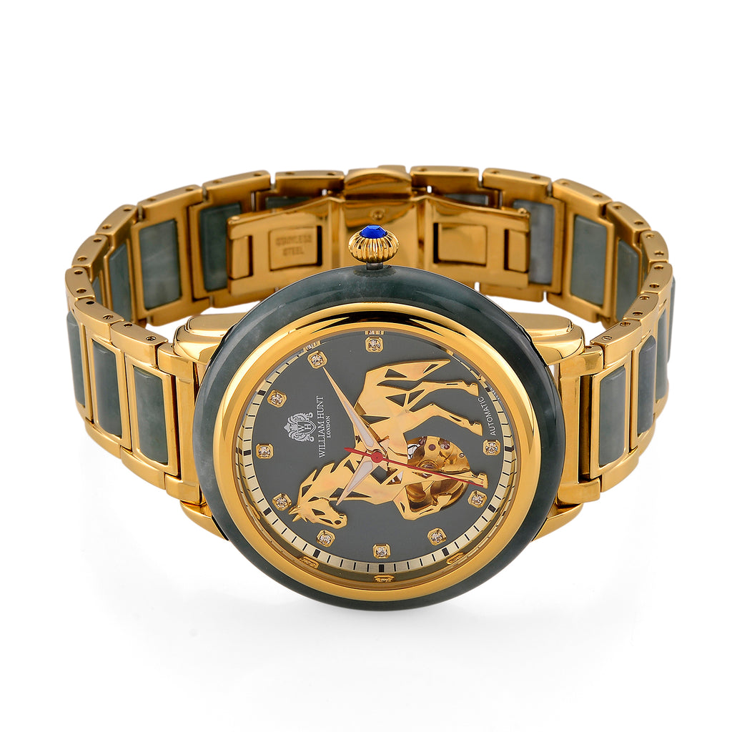 William Hunt Limited Edition Hand Assembled Type A Natural Jadeite Automatic 5ATM WR 3D Horse Pattern Dial Unisex Watch 90.10 Ct (43MM Case)_8499958_4