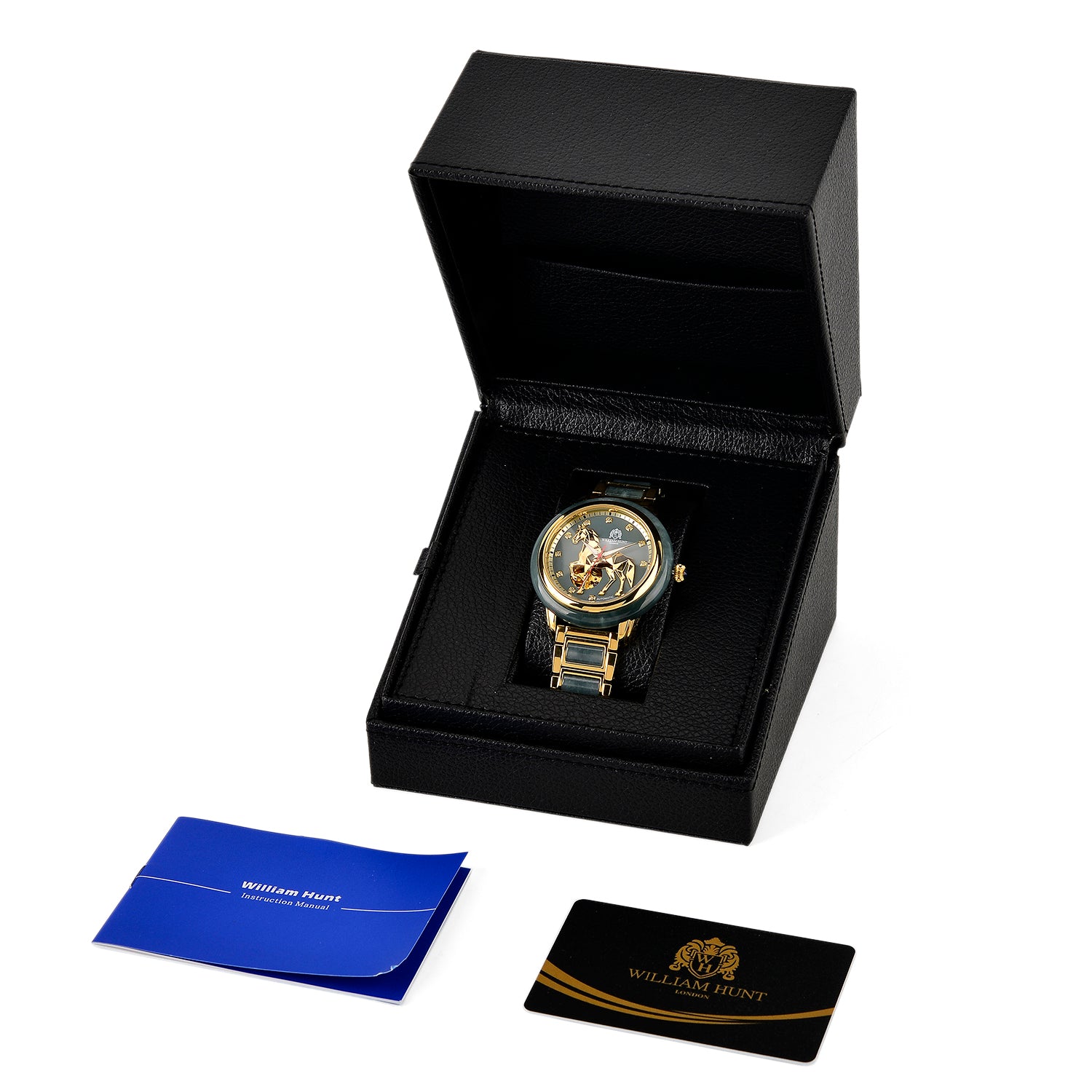 William Hunt Limited Edition Hand Assembled Type A Natural Jadeite Automatic 5ATM WR 3D Horse Pattern Dial Unisex Watch 90.10 Ct (43MM Case) 8499958 8