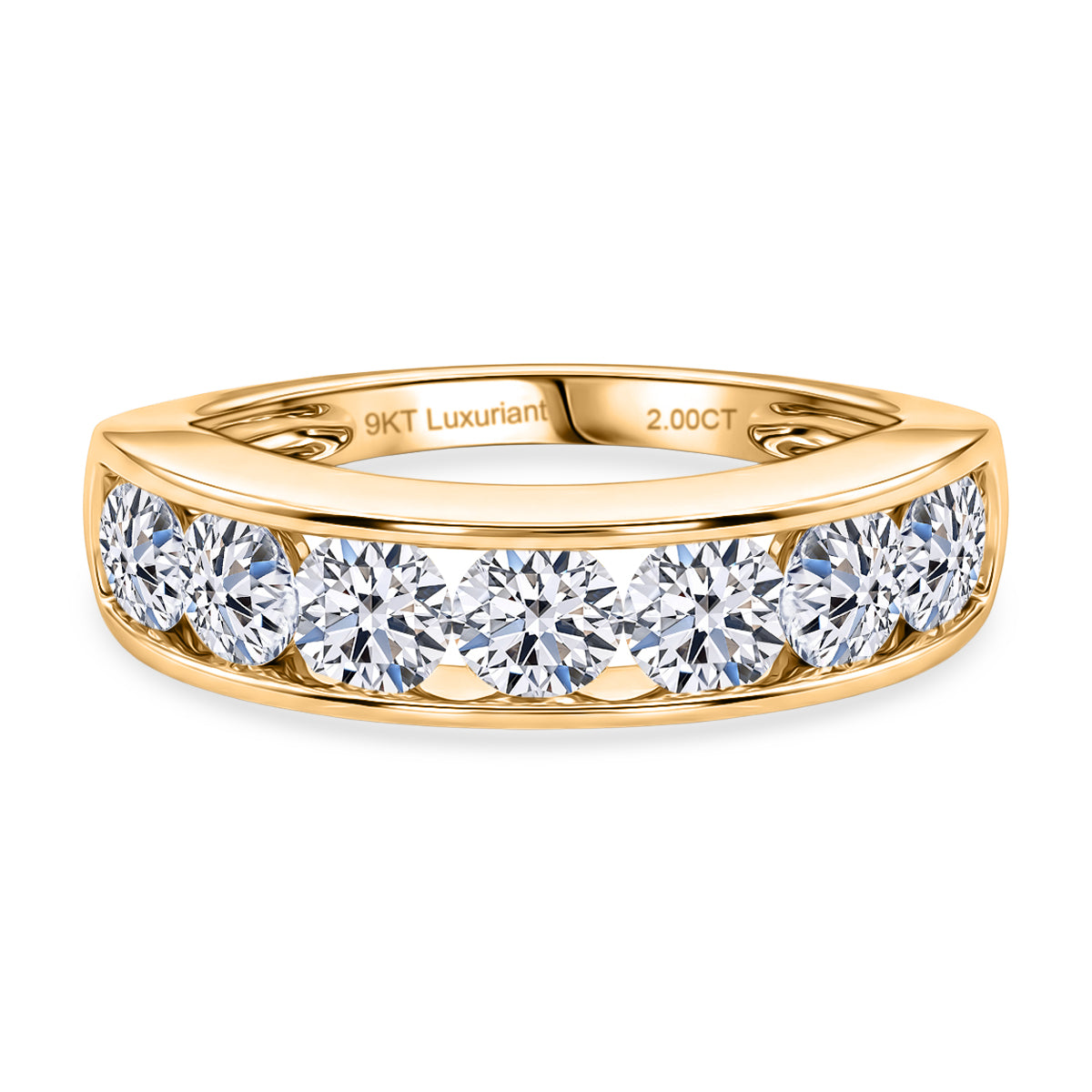 LUXURIANT 2 Ct. Lab Grown Diamond 7-Stone Ring in 9K Yellow Gold SGL Certified (VS-EF) 8500034 0
