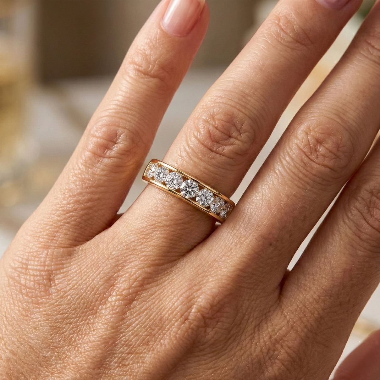 LUXURIANT 2 Ct. Lab Grown Diamond 7-Stone Ring in 9K Yellow Gold SGL Certified (VS-EF) 8500034 2