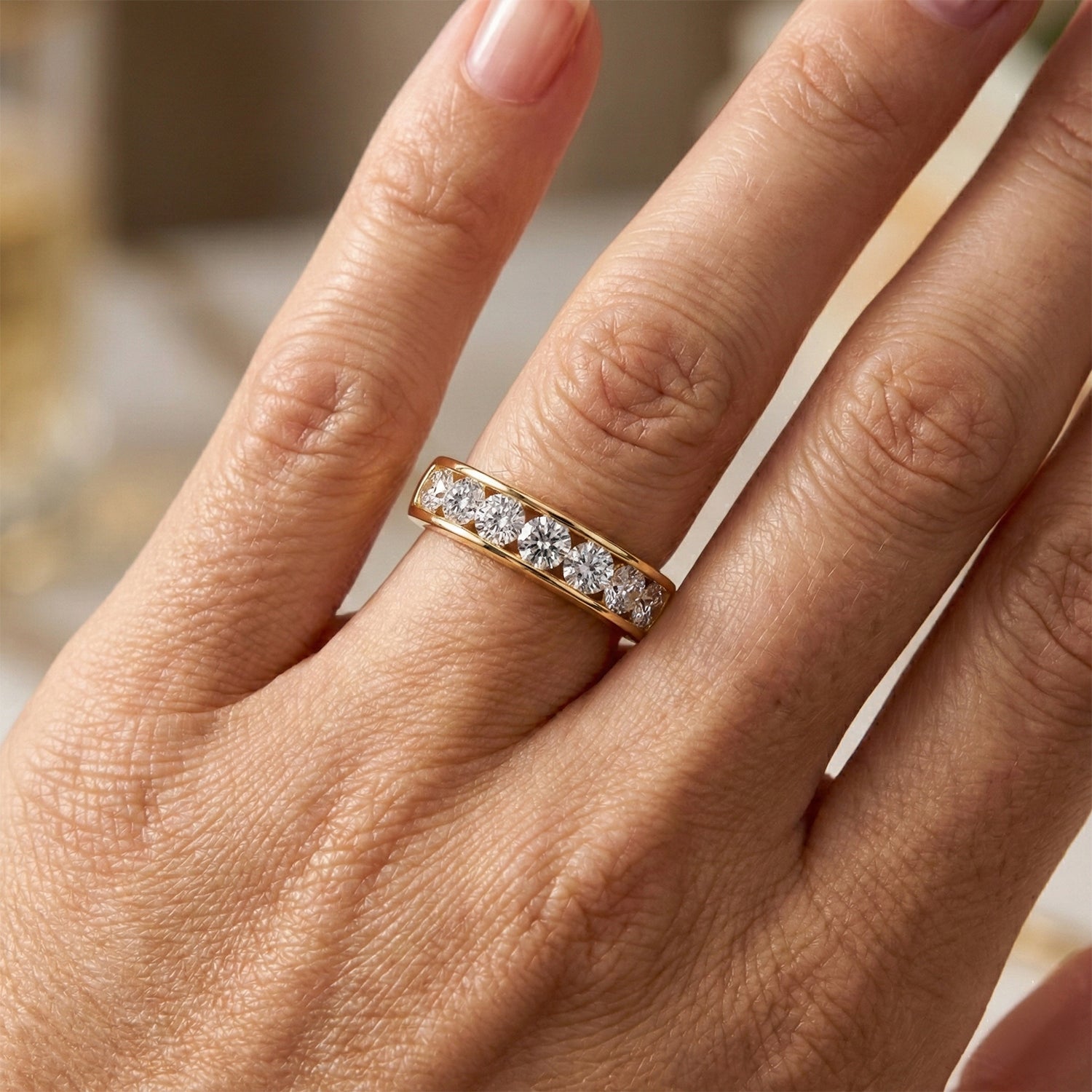 LUXURIANT 2 Ct. Lab Grown Diamond 7-Stone Ring in 9K Yellow Gold SGL Certified (VS-EF) 8500034 2