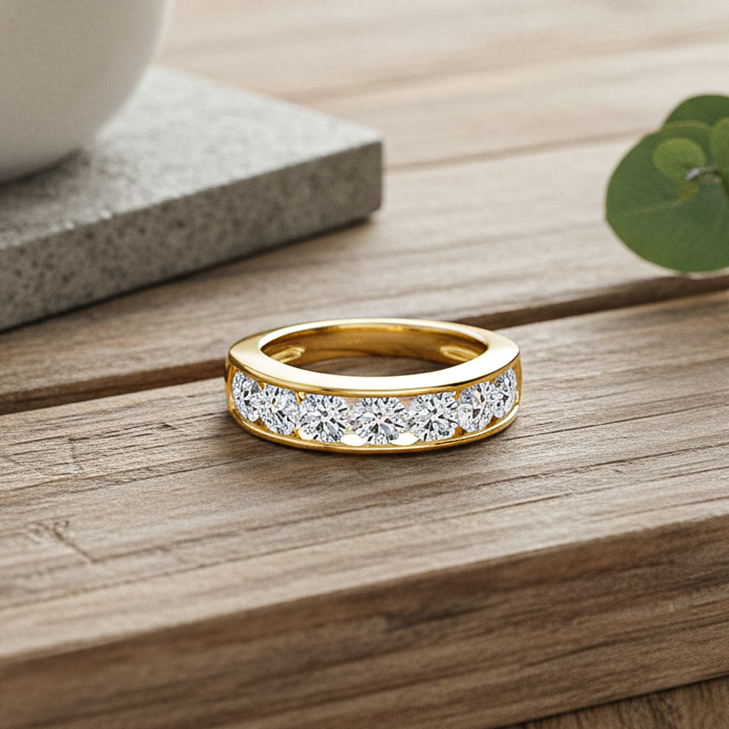 LUXURIANT 2 Ct. Lab Grown Diamond 7-Stone Ring in 9K Yellow Gold SGL Certified (VS-EF) 8500034 3
