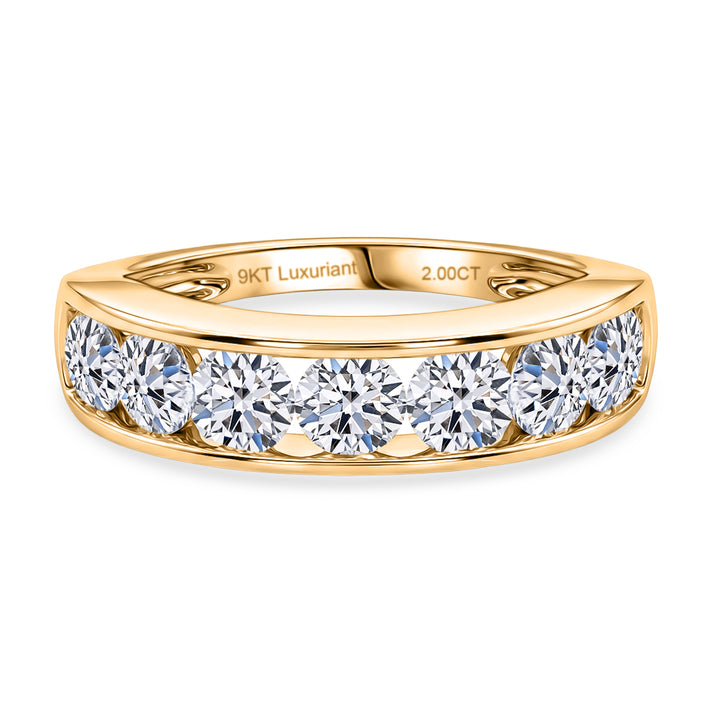 LUXURIANT 2 Ct. Lab Grown Diamond 7-Stone Ring in 9K Yellow Gold SGL Certified (VS-EF) 8500035 1