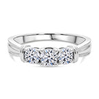 Luxuriant - Lab Grown Diamond (SI/G-H) Trilogy Ring in Rhodium Overlay Sterling Silver 1.00 Ct._8500082