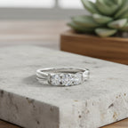 Luxuriant - Lab Grown Diamond (SI/G-H) Trilogy Ring in Rhodium Overlay Sterling Silver 1.00 Ct._8500082_2
