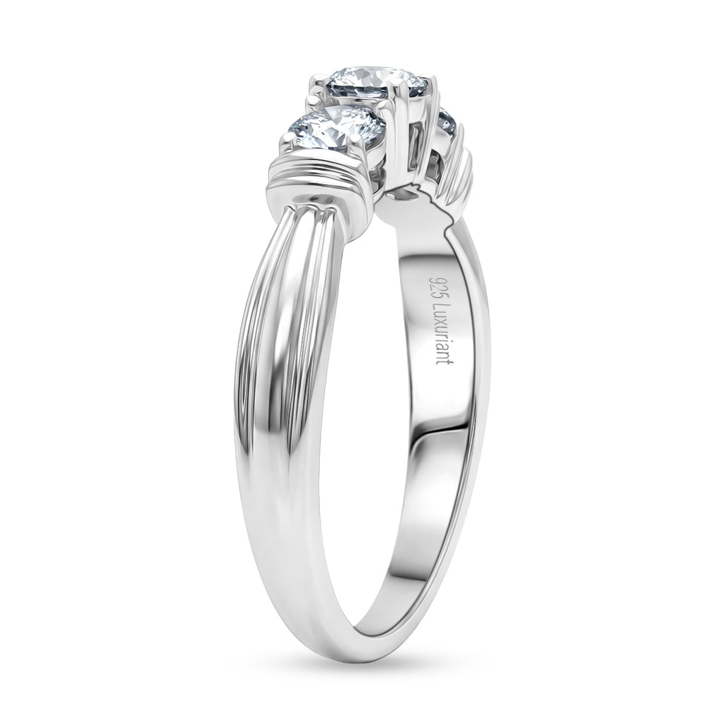 Luxuriant - Lab Grown Diamond (SI/G-H) Trilogy Ring in Rhodium Overlay Sterling Silver 1.00 Ct._8500082_3