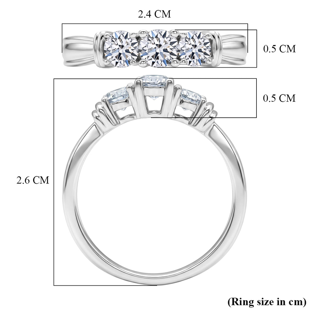 Luxuriant - Lab Grown Diamond (SI/G-H) Trilogy Ring in Rhodium Overlay Sterling Silver 1.00 Ct._8500082_5