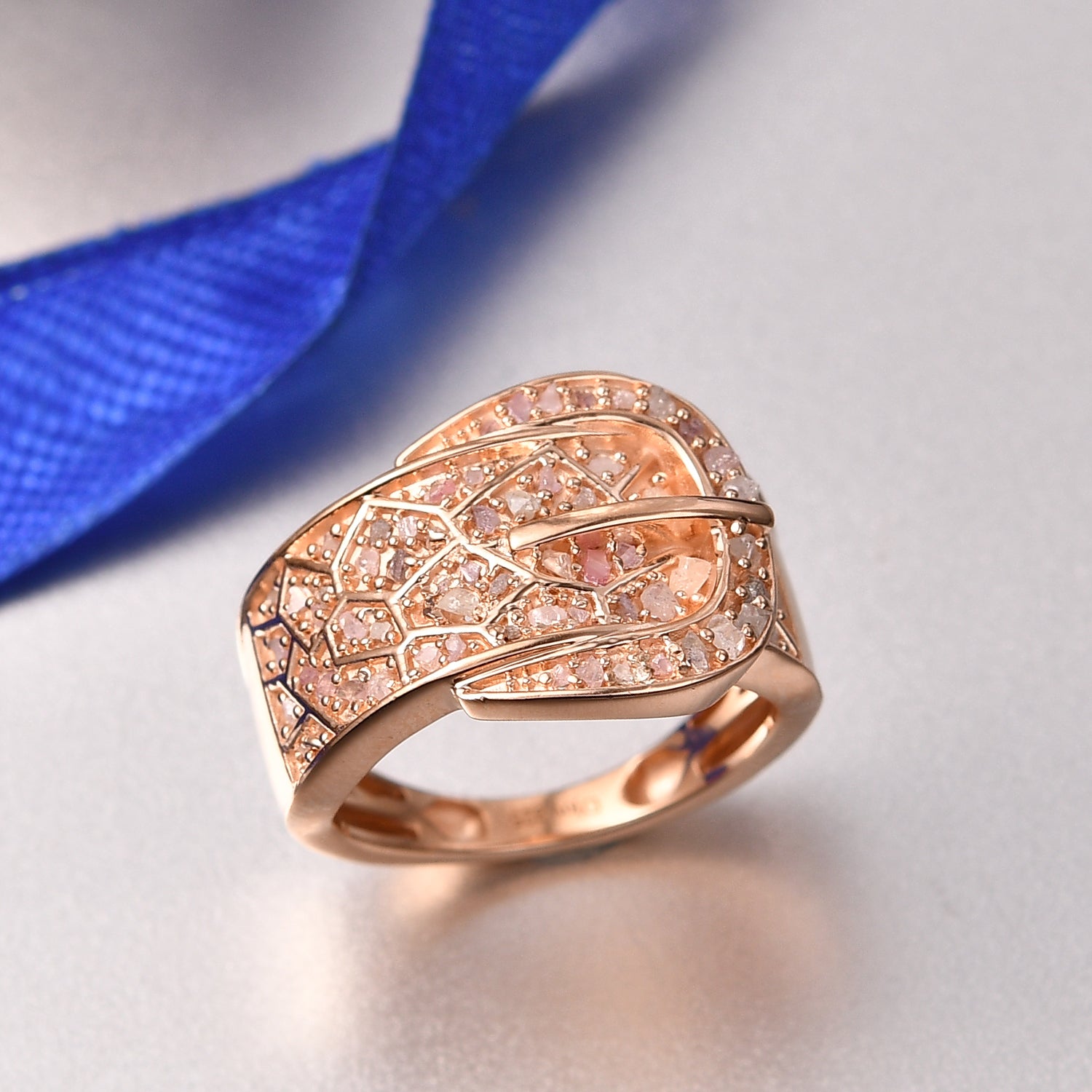 D'Joy Natural Pink Diamond Ring in 18K Vermeil Rose Gold Plated Sterling Silver 0.62ct V32524492 2
