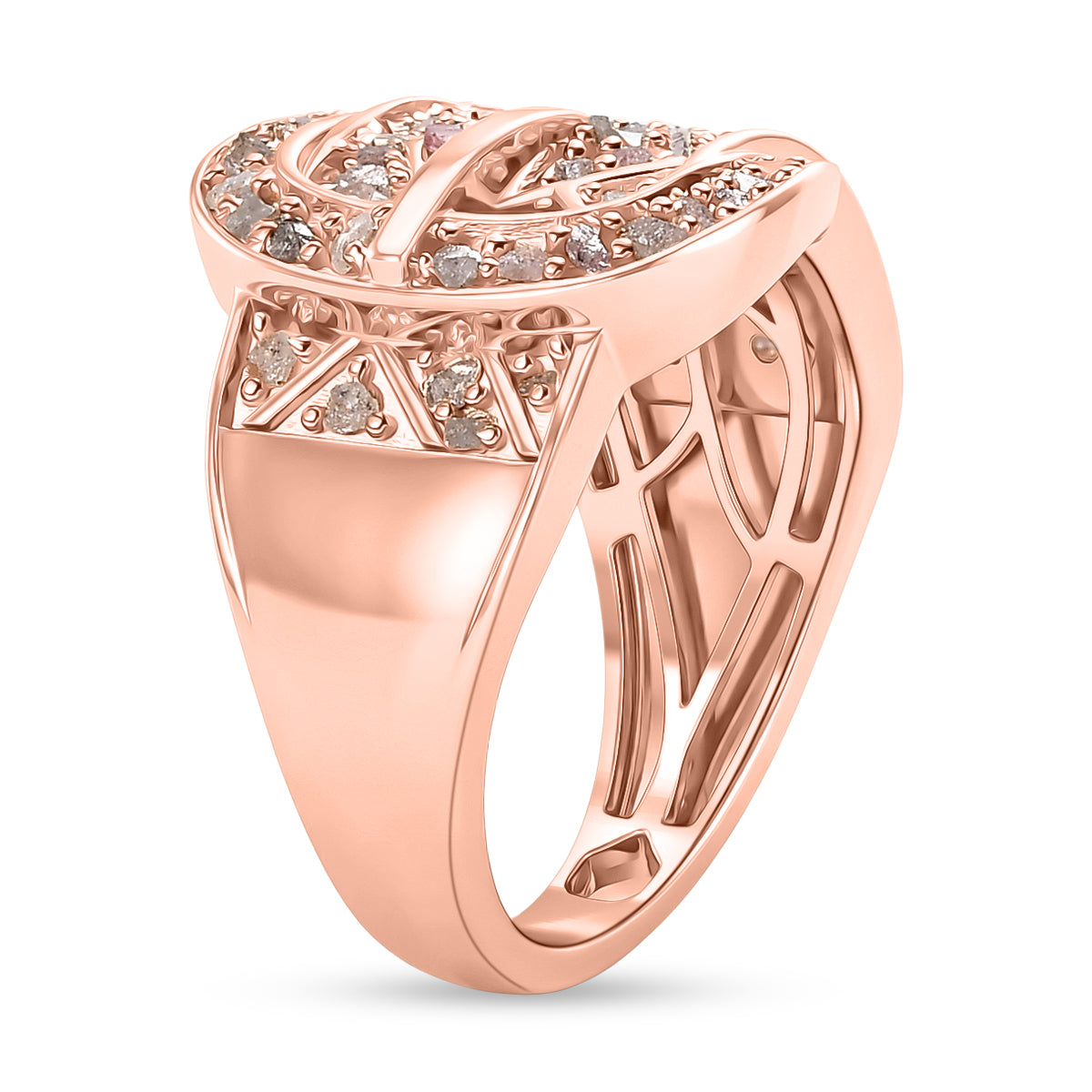 D'Joy Natural Pink Diamond Ring in 18K Vermeil Rose Gold Plated Sterling Silver 0.62ct V32524492 4