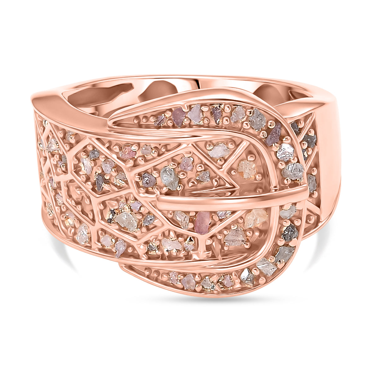 D'Joy Natural Pink Diamond Ring in 18K Vermeil Rose Gold Plated Sterling Silver 0.62ct V32539153 0