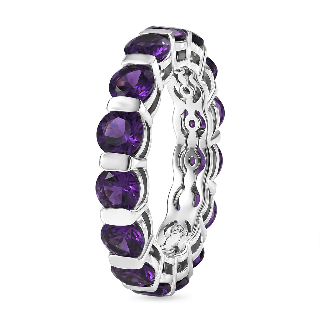 D'Joy AAA African Amethyst Band Ring in Platinum Overlay Sterling Silver 3.85 Ct.