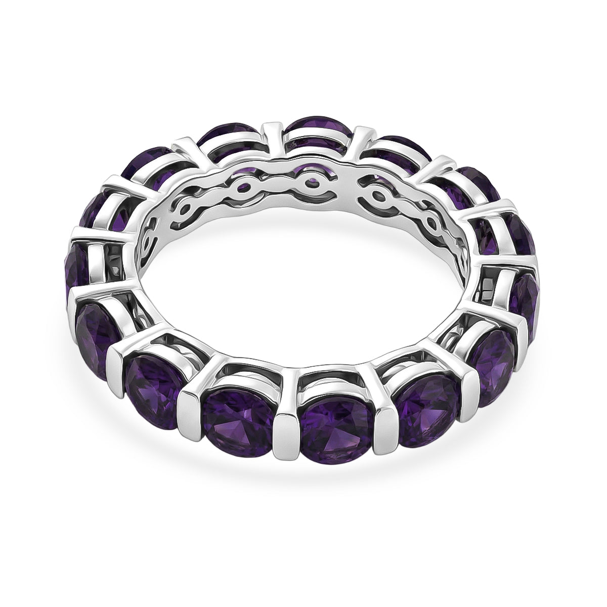 D'Joy AAA African Amethyst Full Eternity Band Ring in Platinum Overlay Sterling Silver 3.85 Ct. V32356662 5