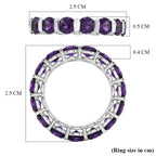 D'Joy AAA African Amethyst Band Ring in Platinum Overlay Sterling Silver 3.85 Ct.