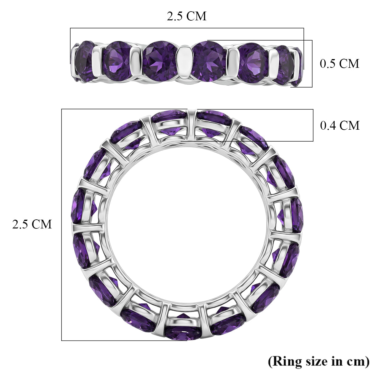 D'Joy AAA African Amethyst Full Eternity Band Ring in Platinum Overlay Sterling Silver 3.85 Ct. V32356662 6