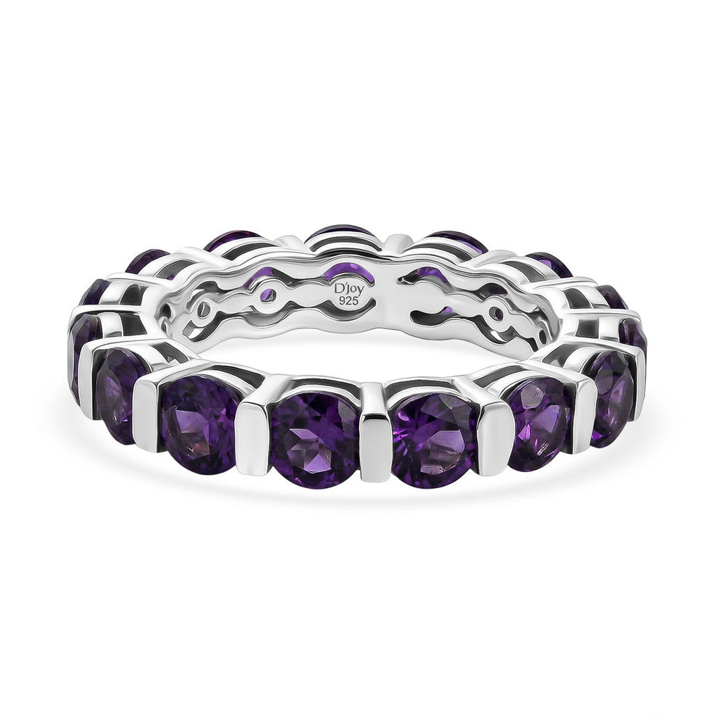 D'Joy AAA African Amethyst Band Ring in Platinum Overlay Sterling Silver 3.85 Ct.