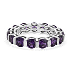D'Joy AAA African Amethyst Band Ring in Platinum Overlay Sterling Silver 3.85 Ct.