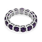 D'Joy AAA African Amethyst Band Ring in Platinum Overlay Sterling Silver 3.85 Ct.
