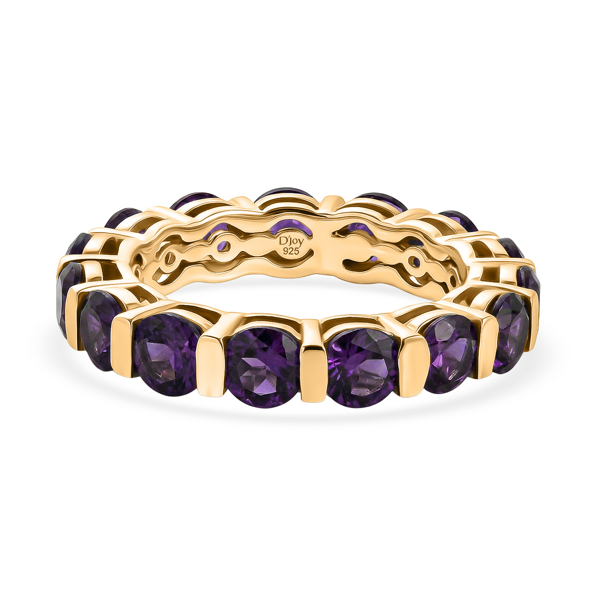D'Joy AAA African Amethyst Band Ring in Yellow Gold Plated Sterling Silver 3.86 Ct. 8500243 0