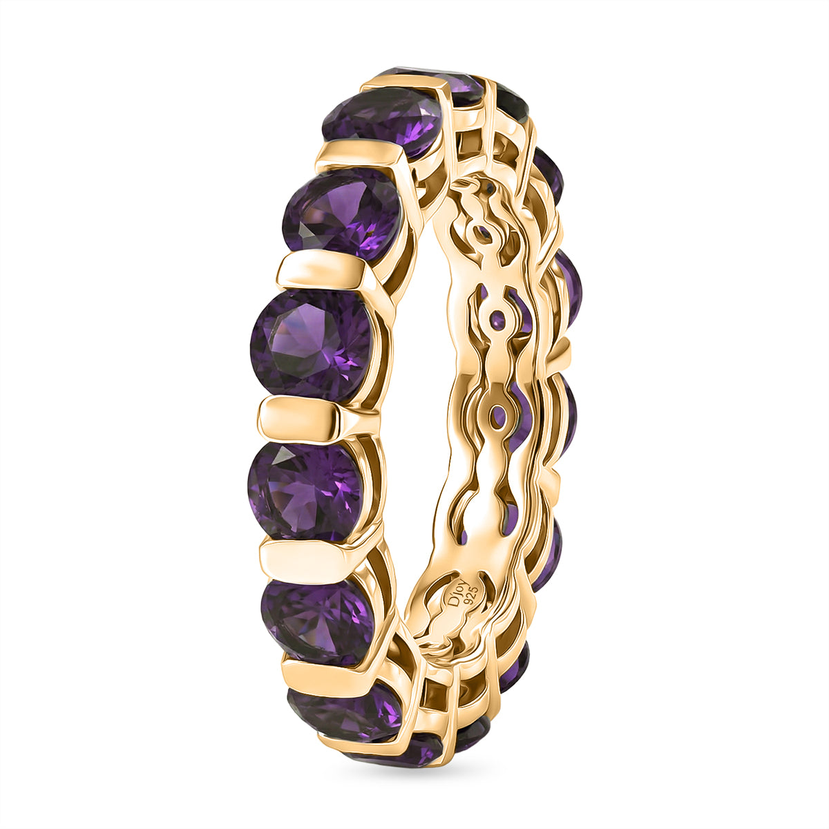 D'Joy AAA African Amethyst Band Ring in Yellow Gold Plated Sterling Silver 3.86 Ct. 8500243 3