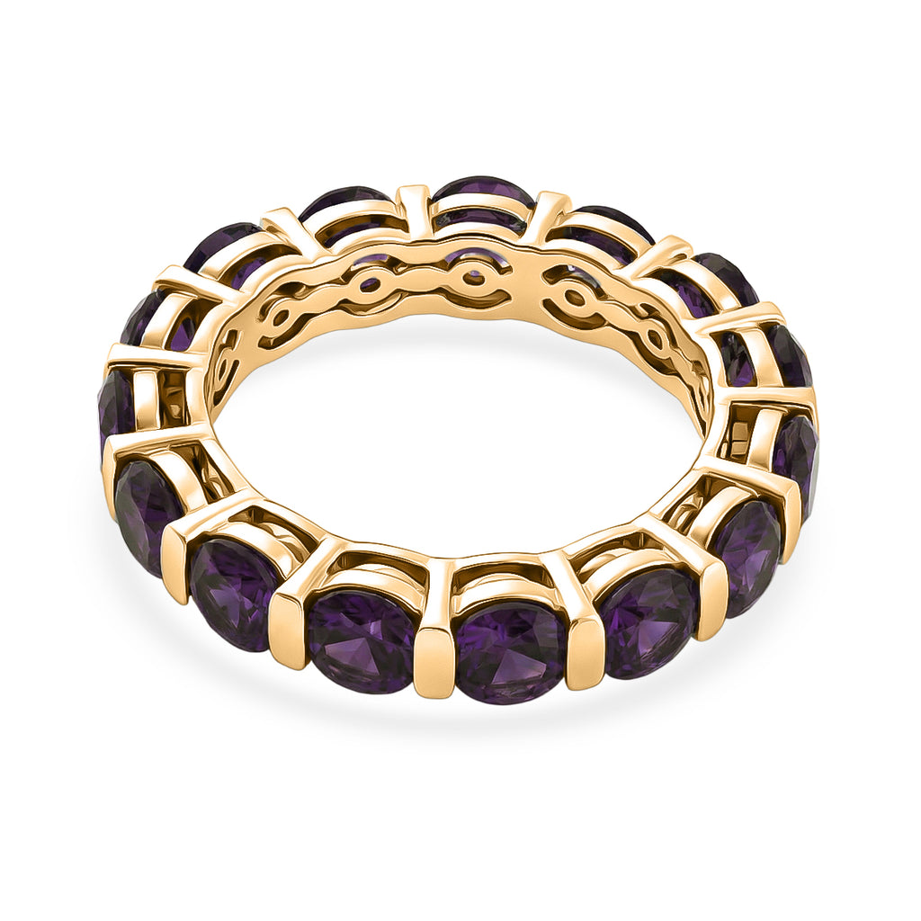 D'Joy AAA African Amethyst Band Ring in Yellow Gold Plated Sterling Silver 3.86 Ct._8500244_4