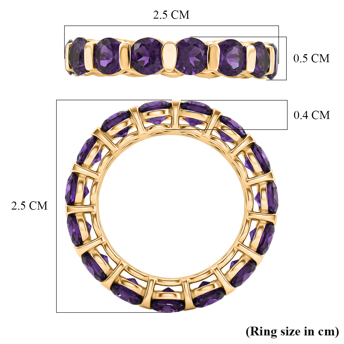 D'Joy AAA African Amethyst Band Ring in Yellow Gold Plated Sterling Silver 3.86 Ct. 8500244 5