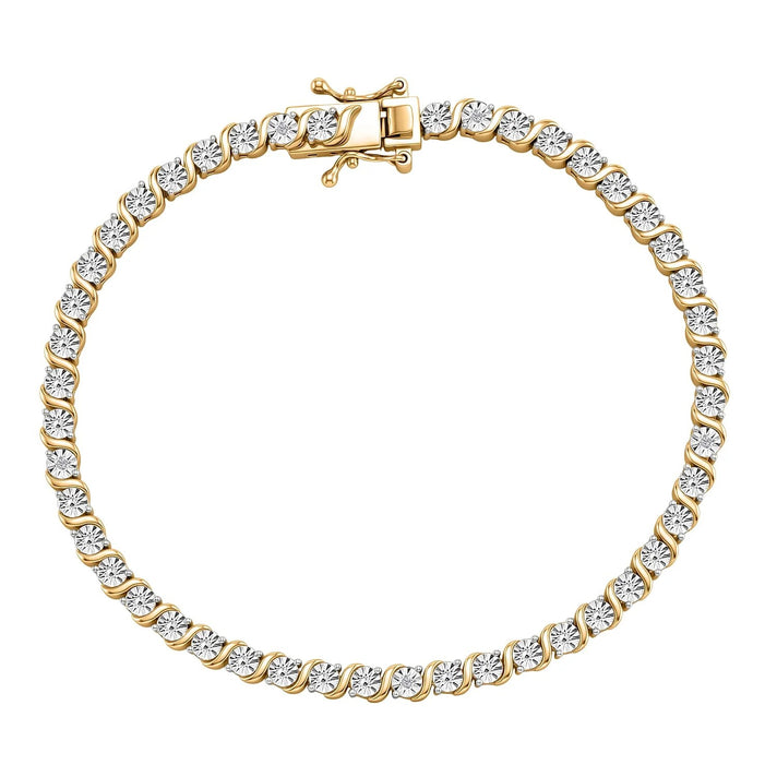 EverTrue Natural White Diamond Tennis Bracelet with GB Lock Box in Yellow Gold Plating 7.5 Inch V32725907 1