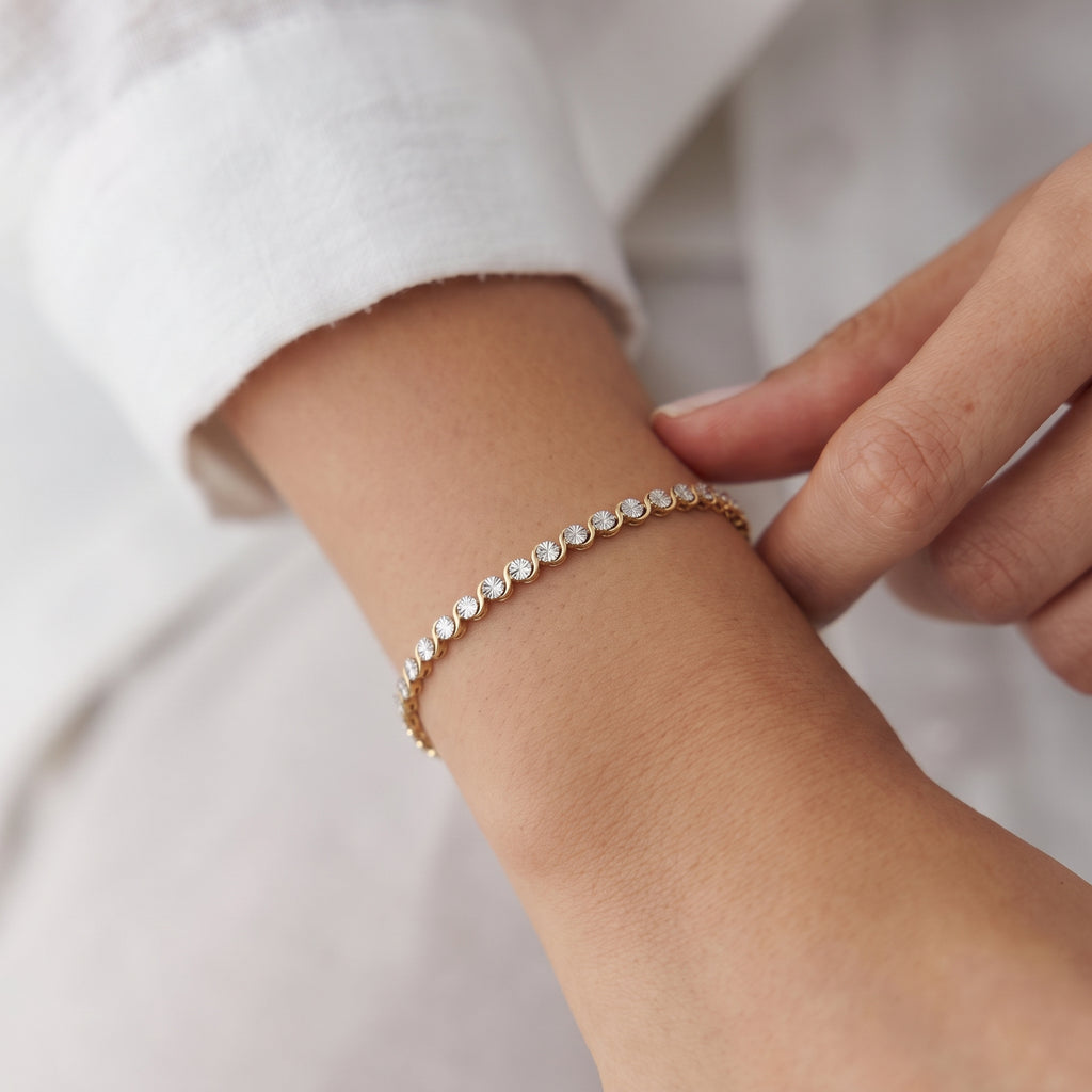EverTrue - White Diamond Tennis Bracelet (Size - 7.5) with GB Lock Box in Yellow Gold Tone_8500301_1