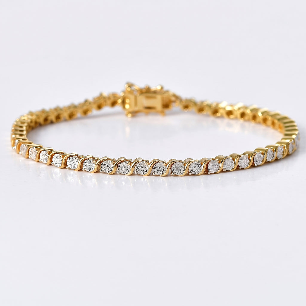 EverTrue - White Diamond Tennis Bracelet (Size - 7.5) with GB Lock Box in Yellow Gold Tone_8500301_3