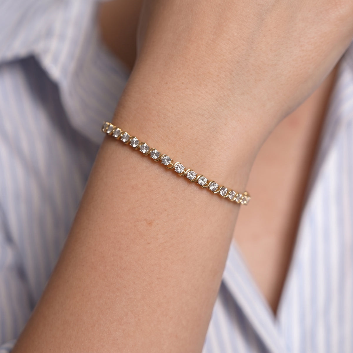 EverTrue Natural White Diamond Tennis Bracelet with GB Lock Box in Yellow Gold Plating 7.5 Inch V32722587 5