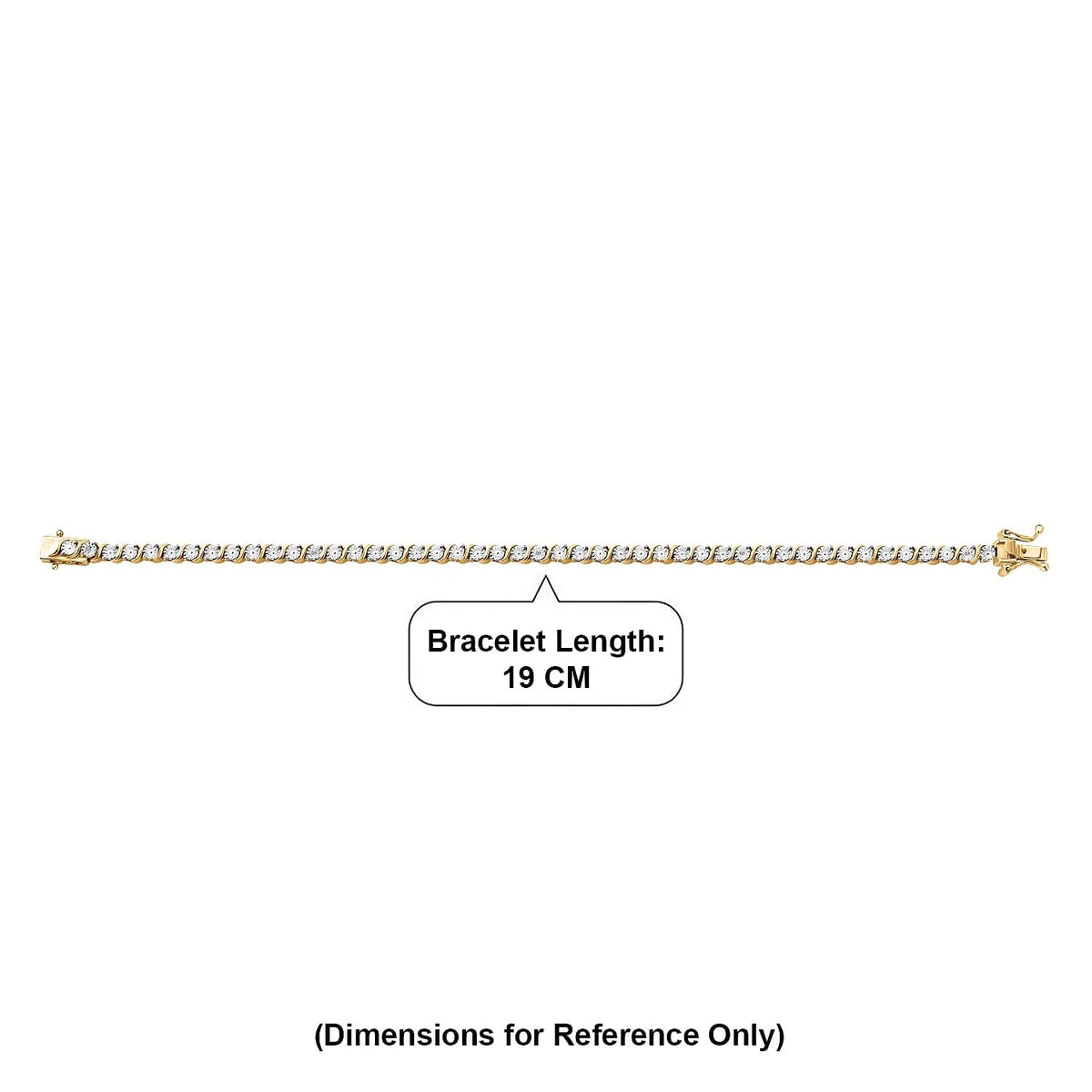 EverTrue Natural White Diamond Tennis Bracelet with GB Lock Box in Yellow Gold Plating 7.5 Inch V32722587 7