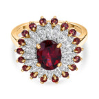 ONE TO OWN - D'Joy Rhodolite Garnet & White Zircon Floral Cluster Ring in 18K Vermeil Yellow Gold Plated Sterling Silver 2.58 Ct._8500452