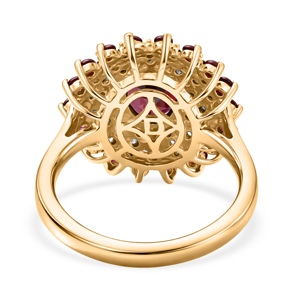 ONE TO OWN - D'Joy Rhodolite Garnet &amp; White Zircon Floral Cluster Ring in 18K Vermeil Yellow Gold Plated Sterling Silver 2.58 Ct. V32540286 5