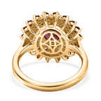ONE TO OWN - D'Joy Rhodolite Garnet & White Zircon Floral Cluster Ring in 18K Vermeil Yellow Gold Plated Sterling Silver 2.58 Ct._8500452_4