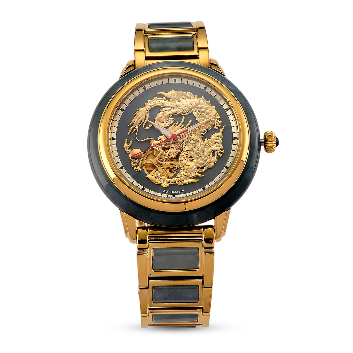 William Hunt Limited Edition Hand Assembled Type A Natural Jadeite Automatic 5ATM WR 3D Dragon Dial Unisex Watch 90.10 Ct (43MM Case) 8500549 0