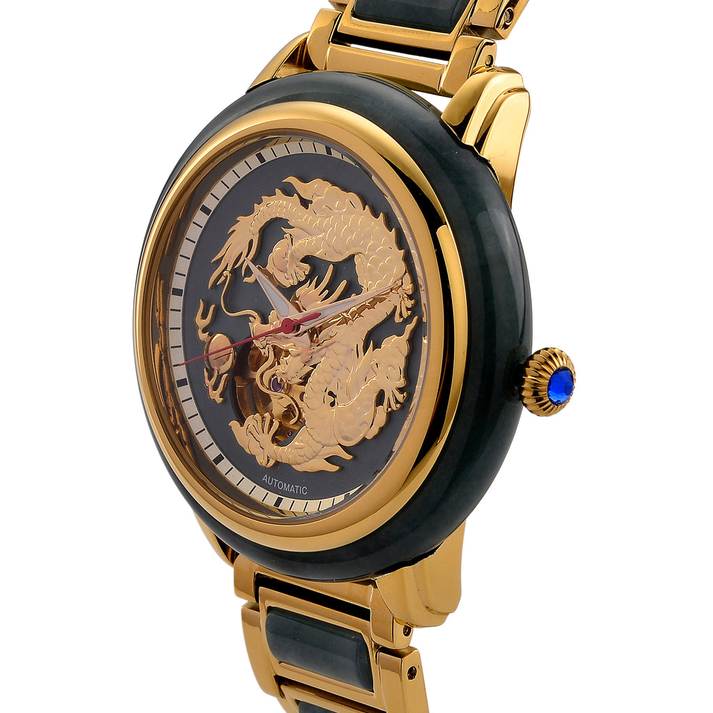 William Hunt Limited Edition Hand Assembled Type A Natural Jadeite Automatic 5ATM WR 3D Dragon Dial Unisex Watch 90.10 Ct (43MM Case)_8500549_3