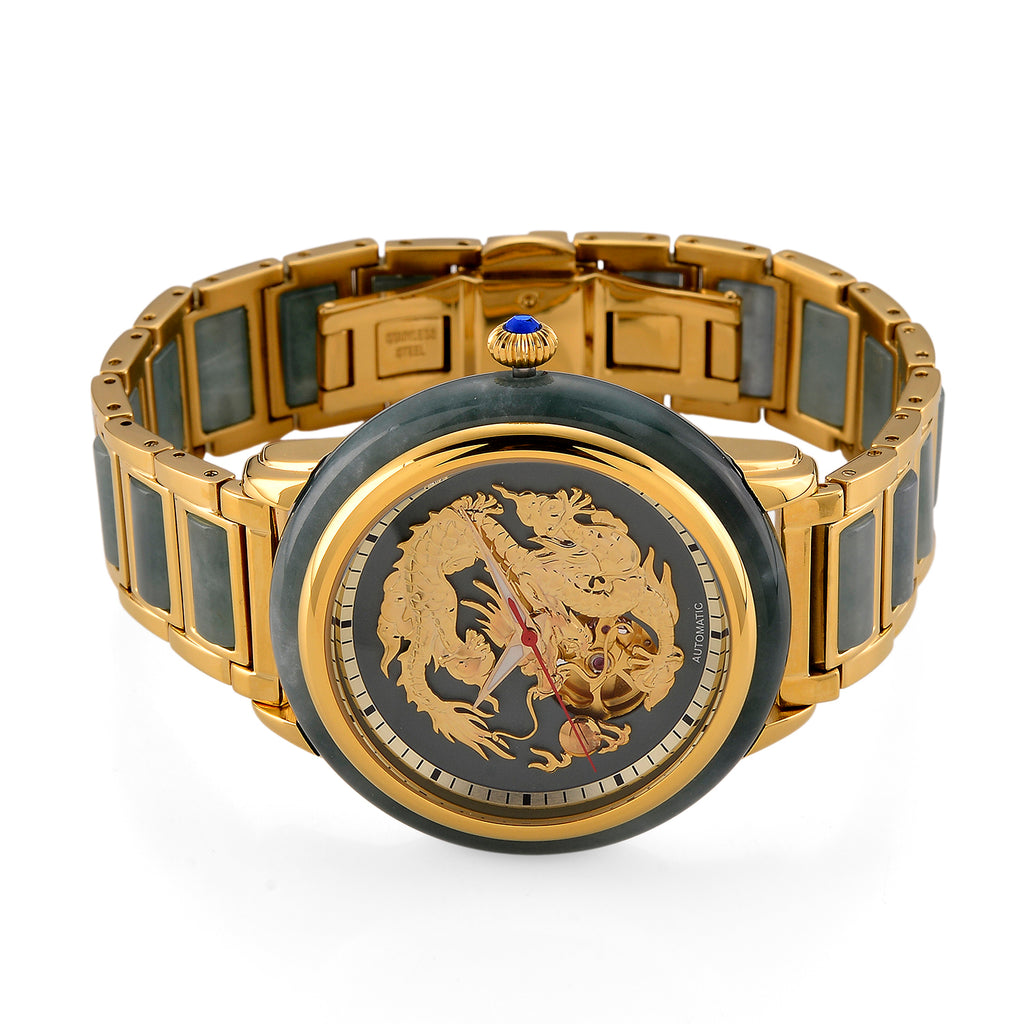 William Hunt Limited Edition Hand Assembled Type A Natural Jadeite Automatic 5ATM WR 3D Dragon Dial Unisex Watch 90.10 Ct (43MM Case)_8500549_4