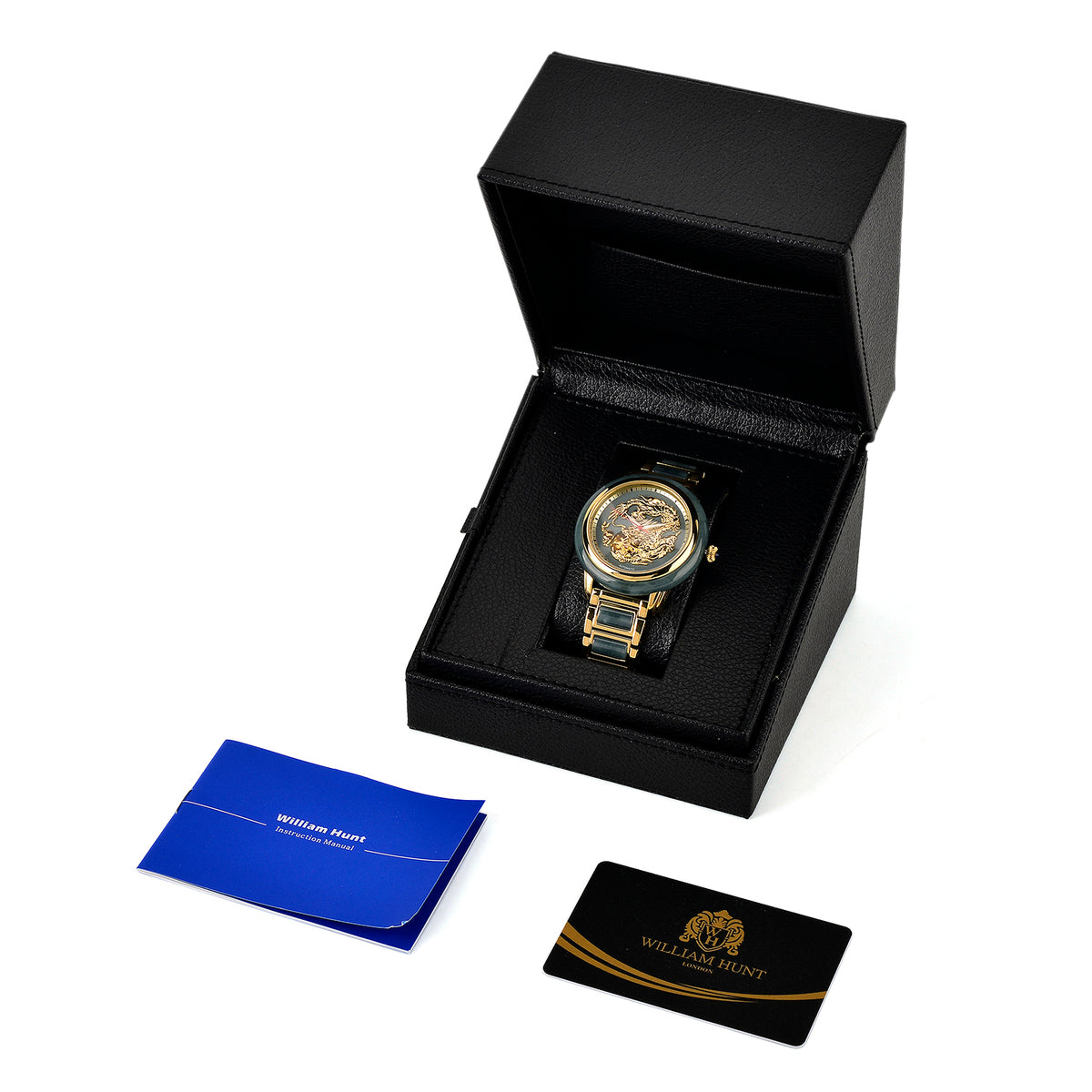 William Hunt Limited Edition Hand Assembled Type A Natural Jadeite Automatic 5ATM WR 3D Dragon Dial Unisex Watch 90.10 Ct (43MM Case) 8500549 8