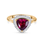 The Tony Diniz Collection - 9K Yellow Gold AAAA Natural Radiant Ember Garnet (2.07 Ct) & Natural White Diamond Trillion Cut Halo Ring 2.30 Ct._8500909