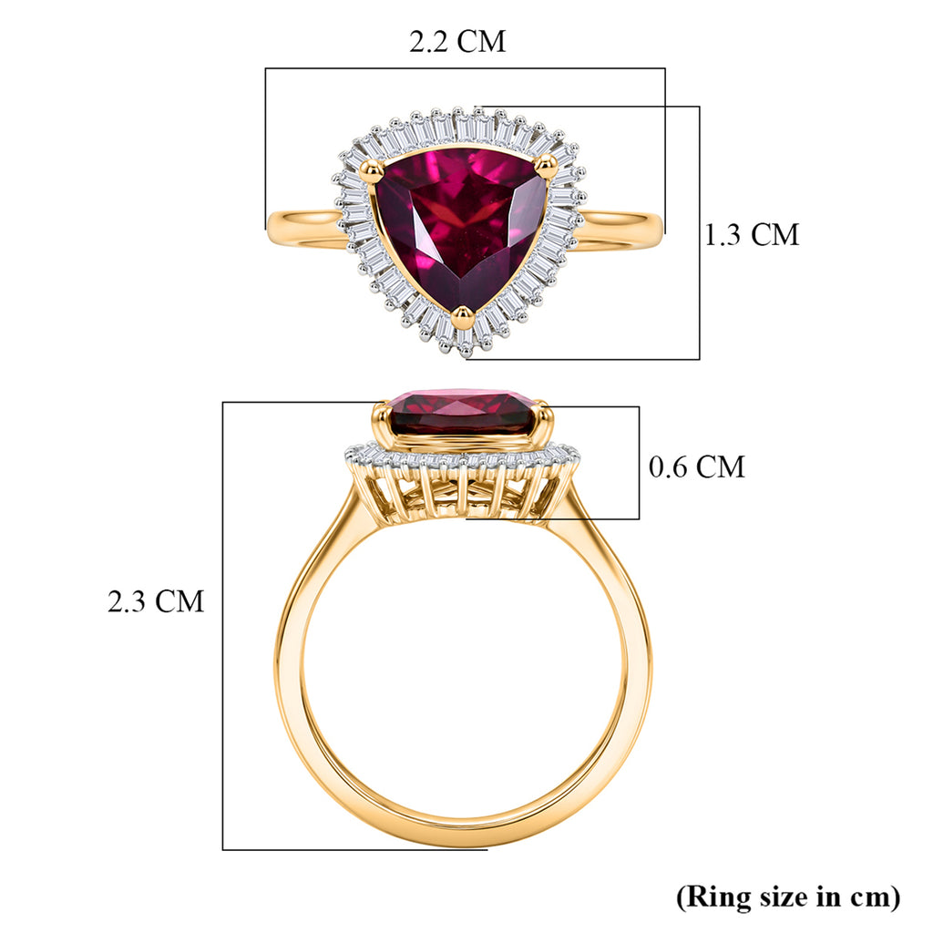 The Tony Diniz Collection - 9K Yellow Gold AAAA Natural Radiant Ember Garnet (2.07 Ct) & Natural White Diamond Trillion Cut Halo Ring 2.30 Ct._8500909_7