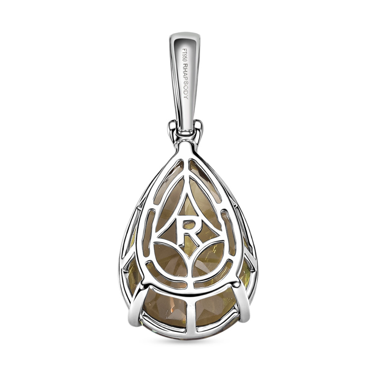 Rhapsody - 950 Platinum AAAA Natural Turkizite Pear Cut Solitaire Pendant 20.00 Ct, Platinum Wt. 5.12 Gms 8500924 5