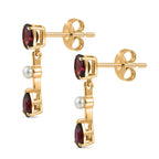 D'Joy - Rhodolite Garnet & Fresh Water Pearl Dangling Earring with Push Back in Yellow Gold Plated Sterling Silver 2.56 Ct._8500925_3