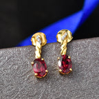 D'Joy Rhodolite Garnet & White Zircon Dangling Push Back Earring in Yellow Gold Plated Sterling Silver 2.03 Ct._8500927_2